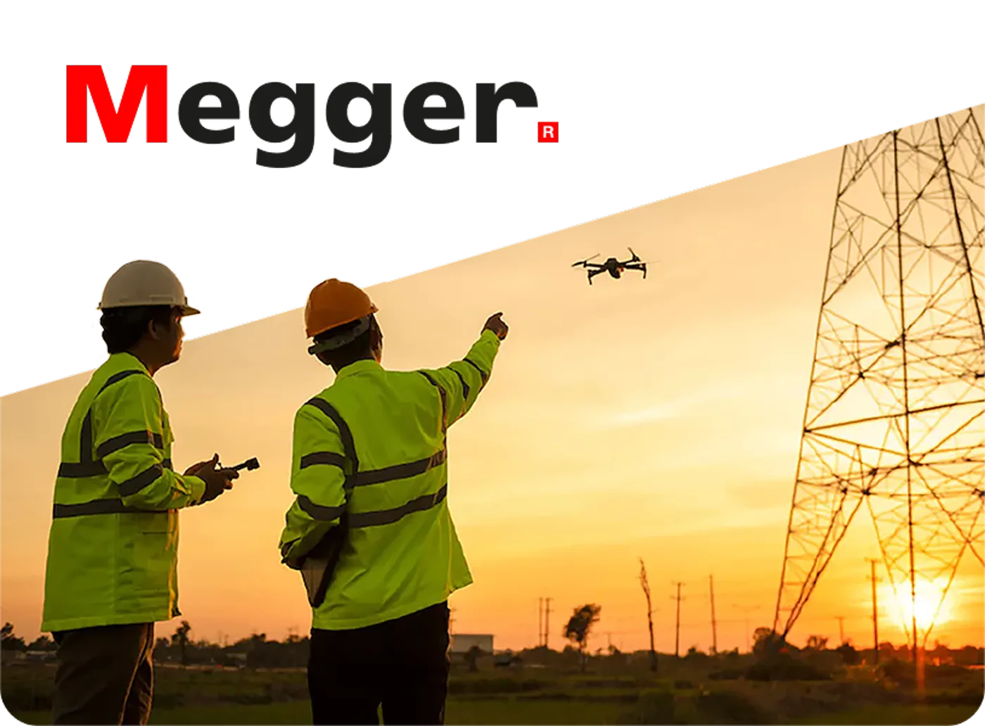 Sentrisense field workers with a drone at sunset – Megger Company