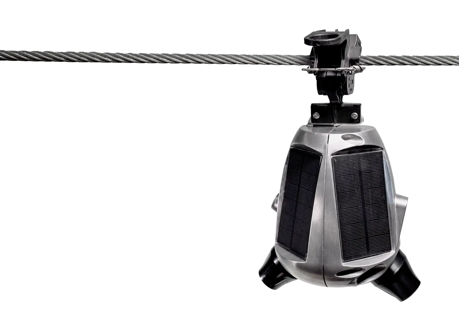 Sentri device hanging from a power line